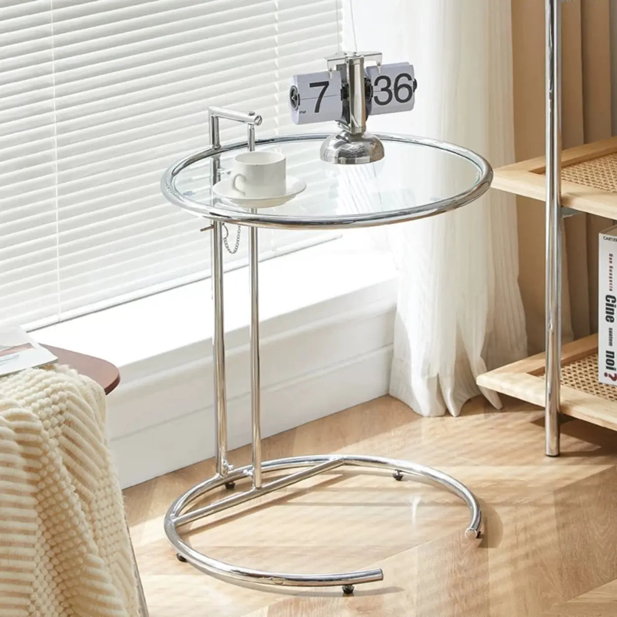 Lighom modern round end glass coffee tables — 1-Table / Clear