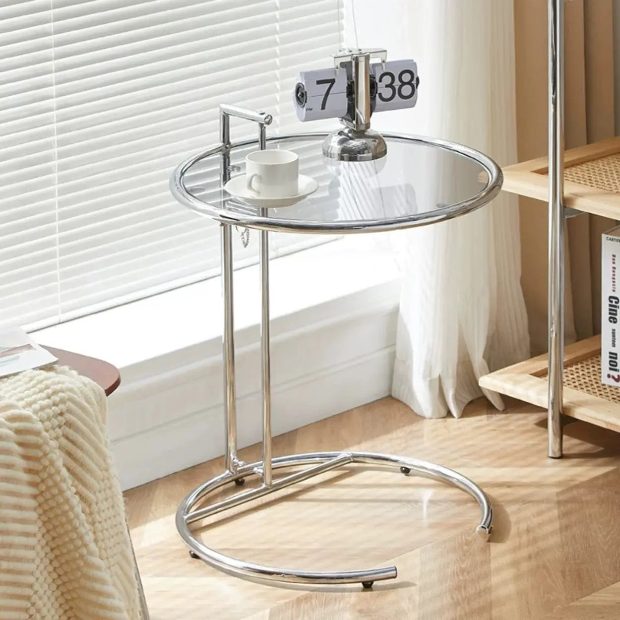 Gray glass round end coffee tables - modern — 1-Table