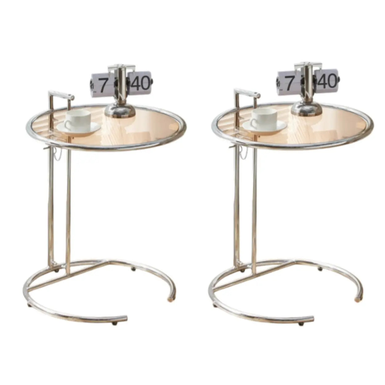 Gray modern c-shaped end coffee tables — 2-Table / Orange