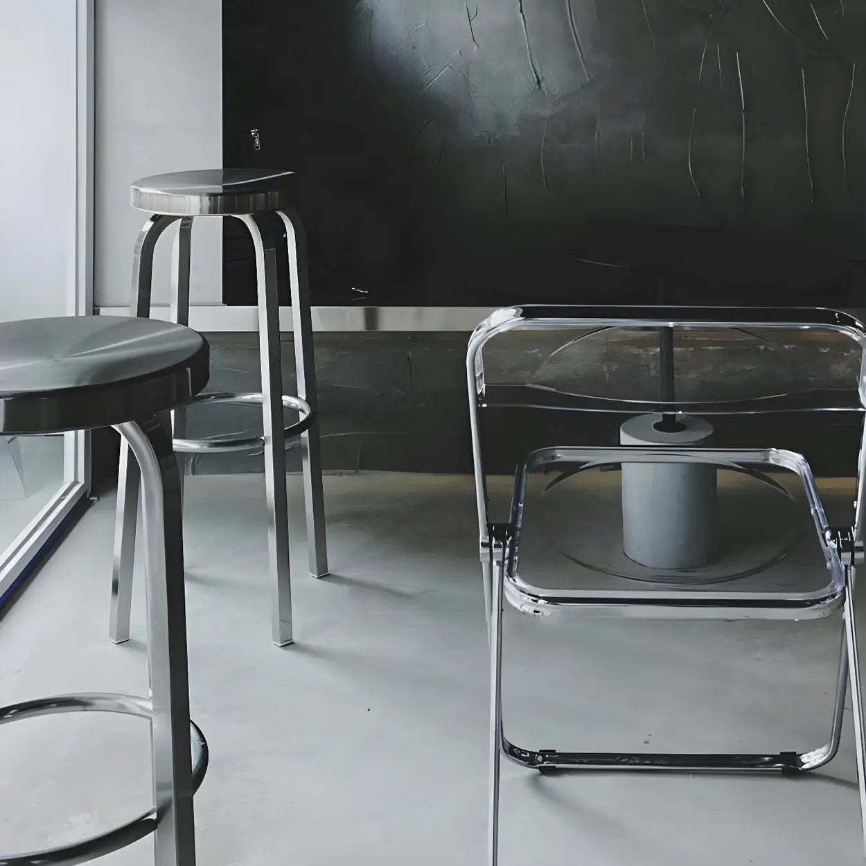 Silver Round Stainless Steel Backless Bar Stool