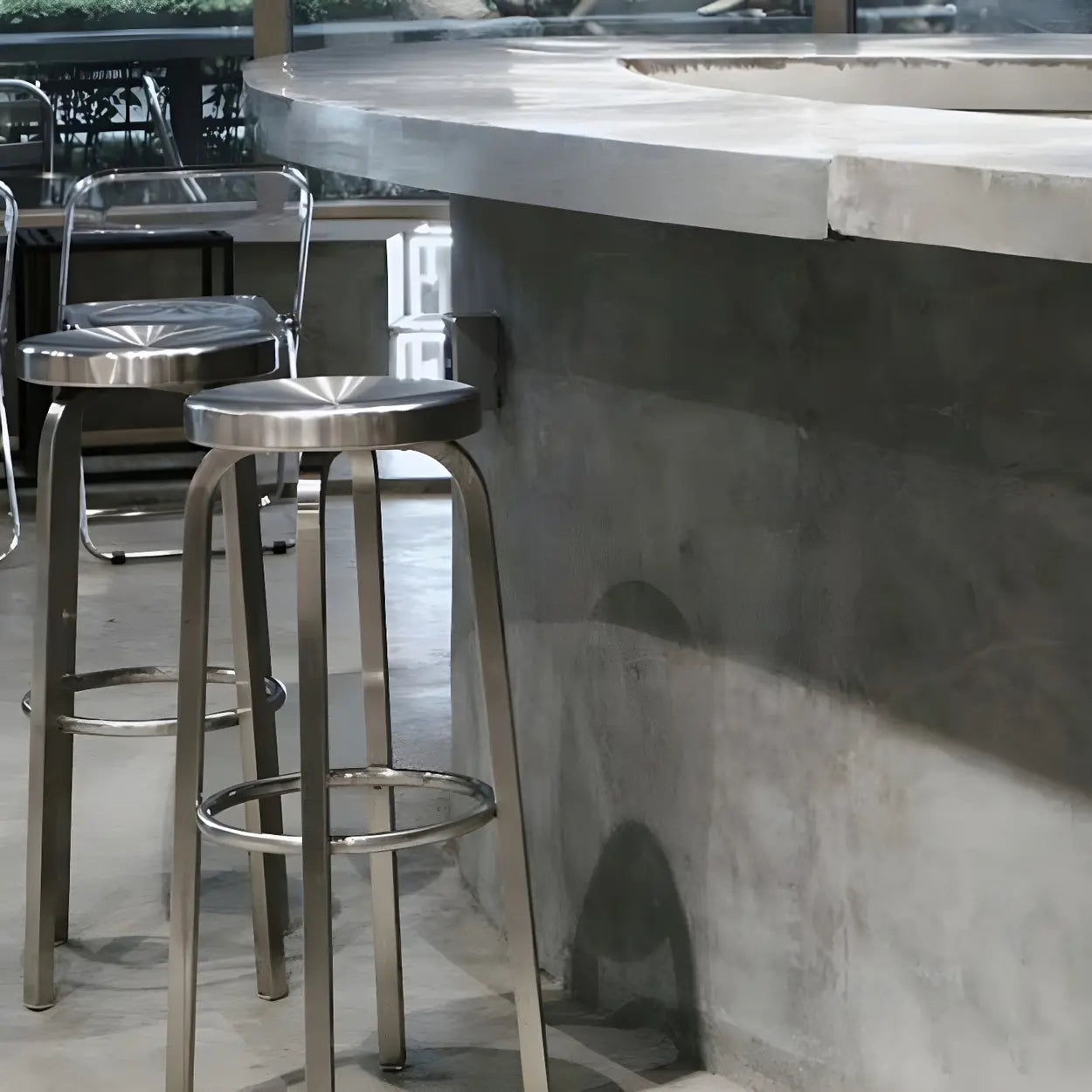 Silver Round Stainless Steel Backless Bar Stool