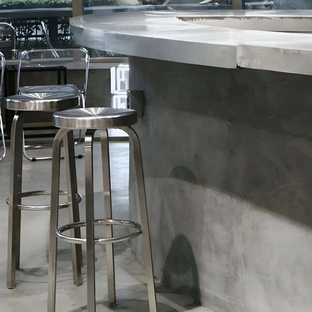 Silver Round Stainless Steel Backless Bar Stool