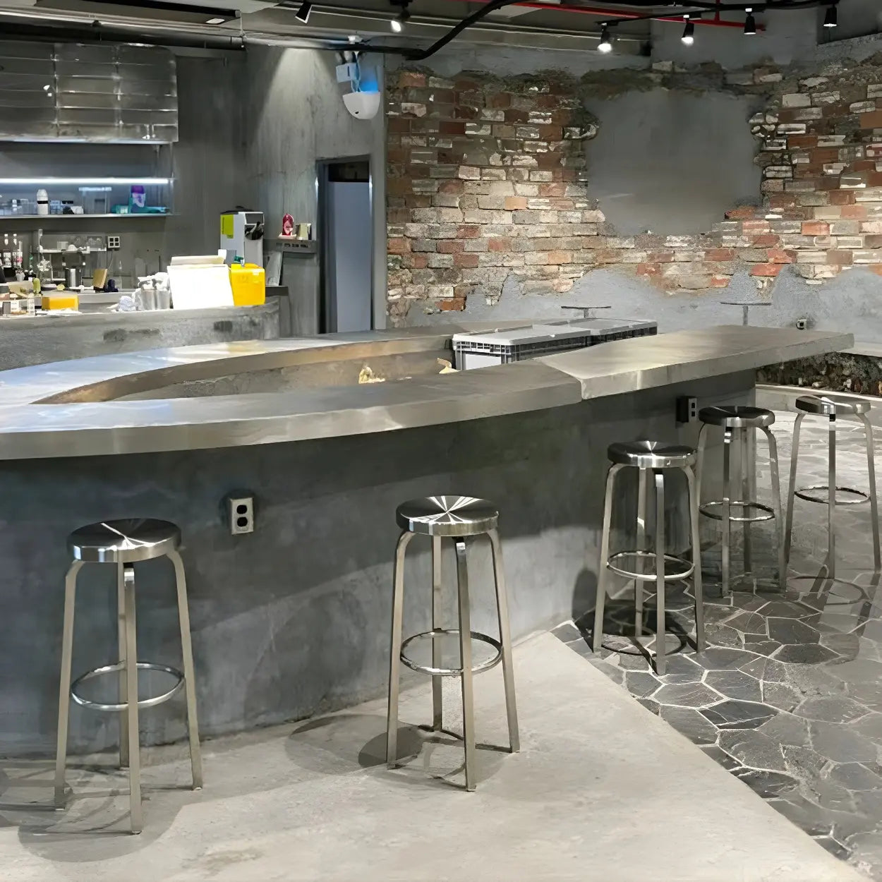 Silver Round Stainless Steel Backless Bar Stool