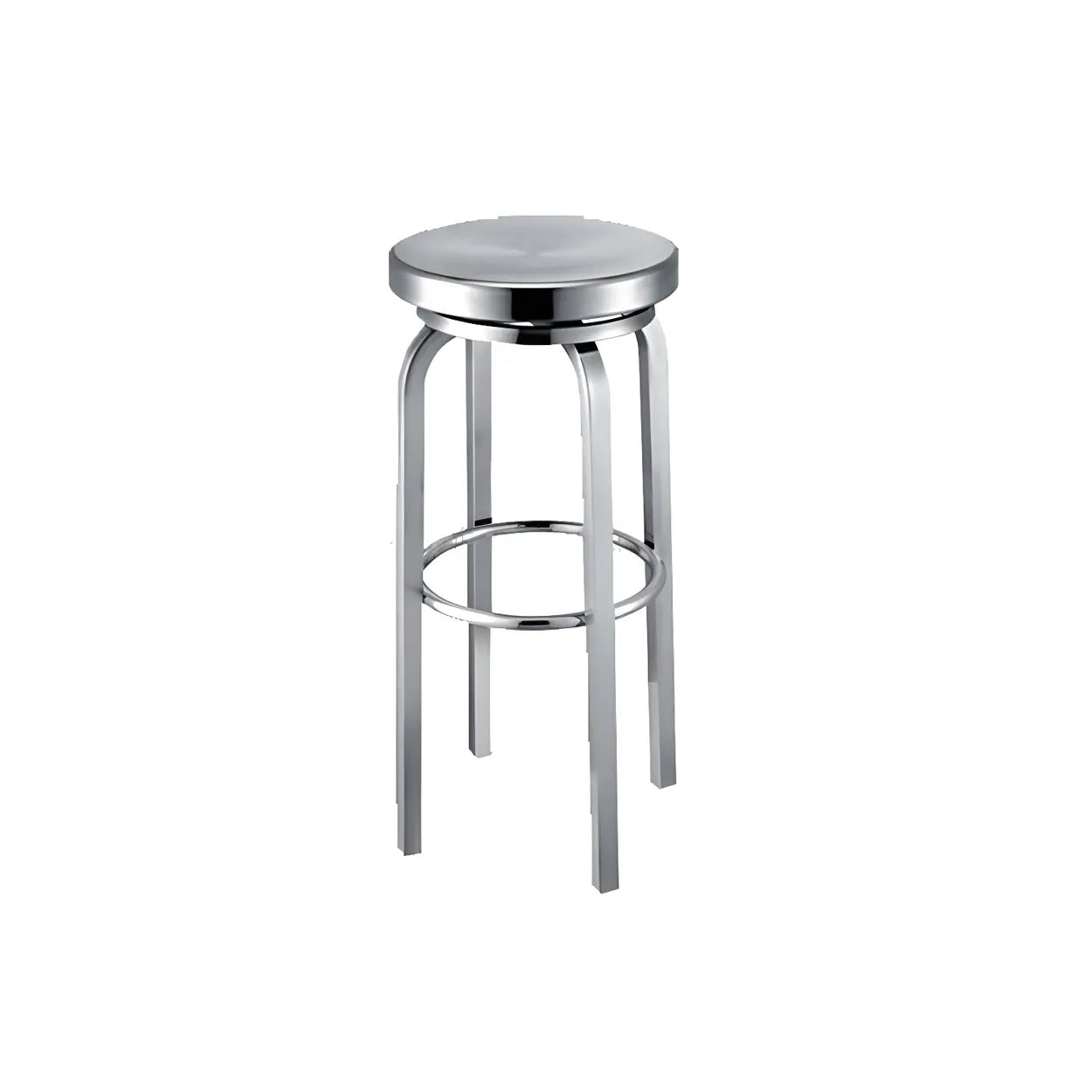 Silver Round Stainless Steel Backless Bar Stool