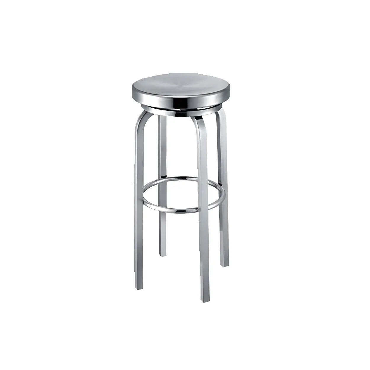 Industrial round stainless silver steel bar & counter stools, Lighom