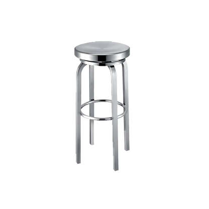 Silver Round Stainless Steel Backless Bar Stool