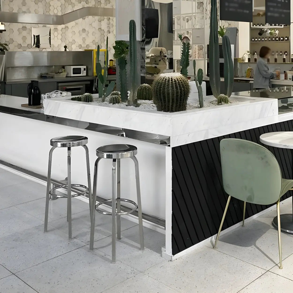 Silver Round Stainless Steel Backless Bar Stool