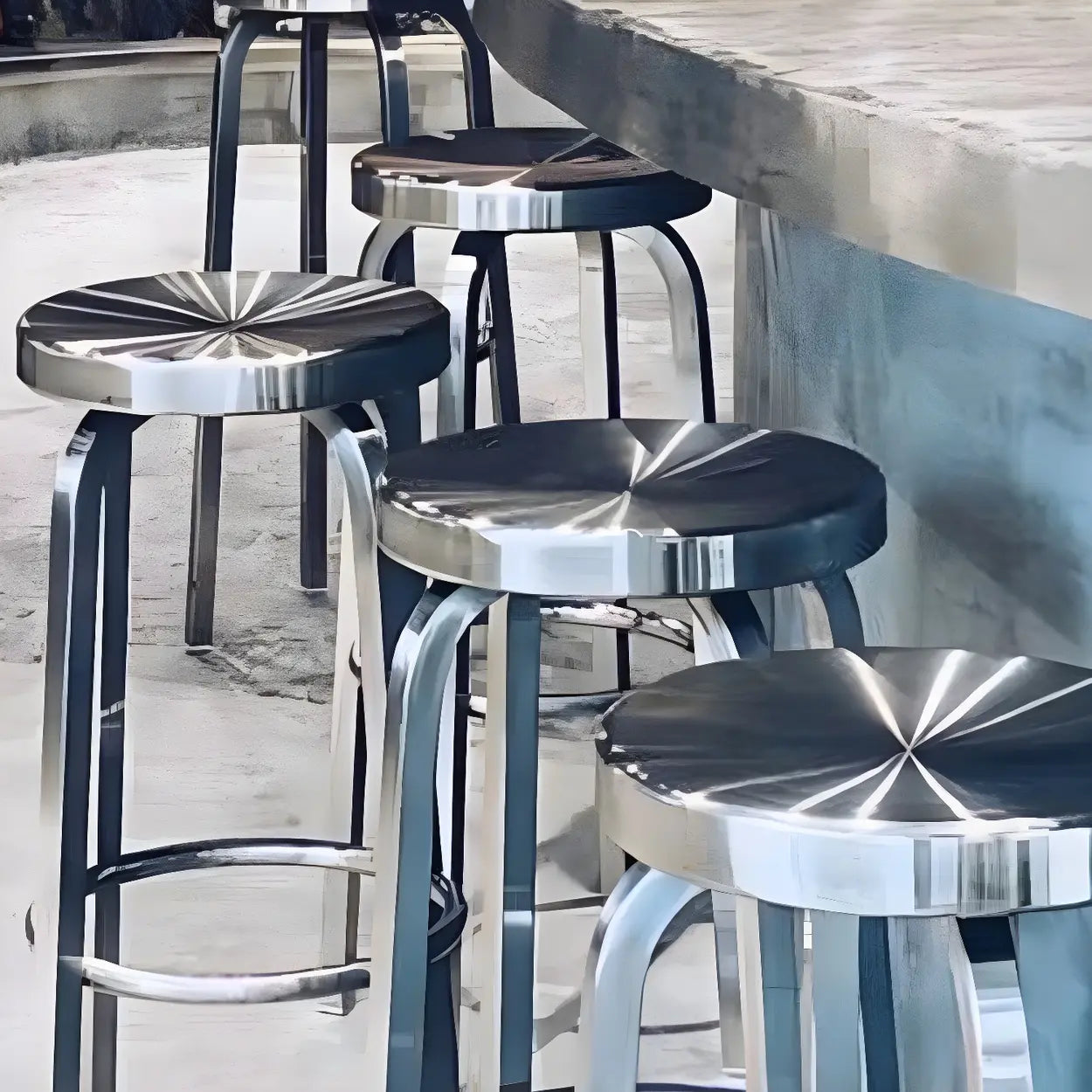 Silver Round Stainless Steel Backless Bar Stool