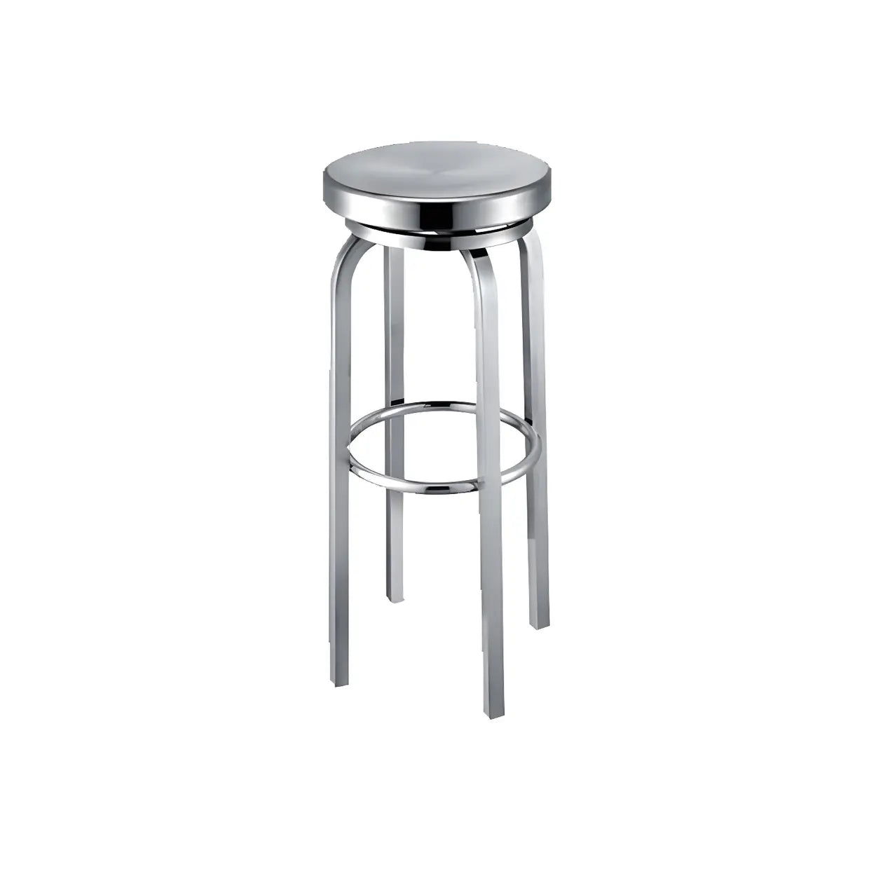 Silver Round Stainless Steel Backless Bar Stool