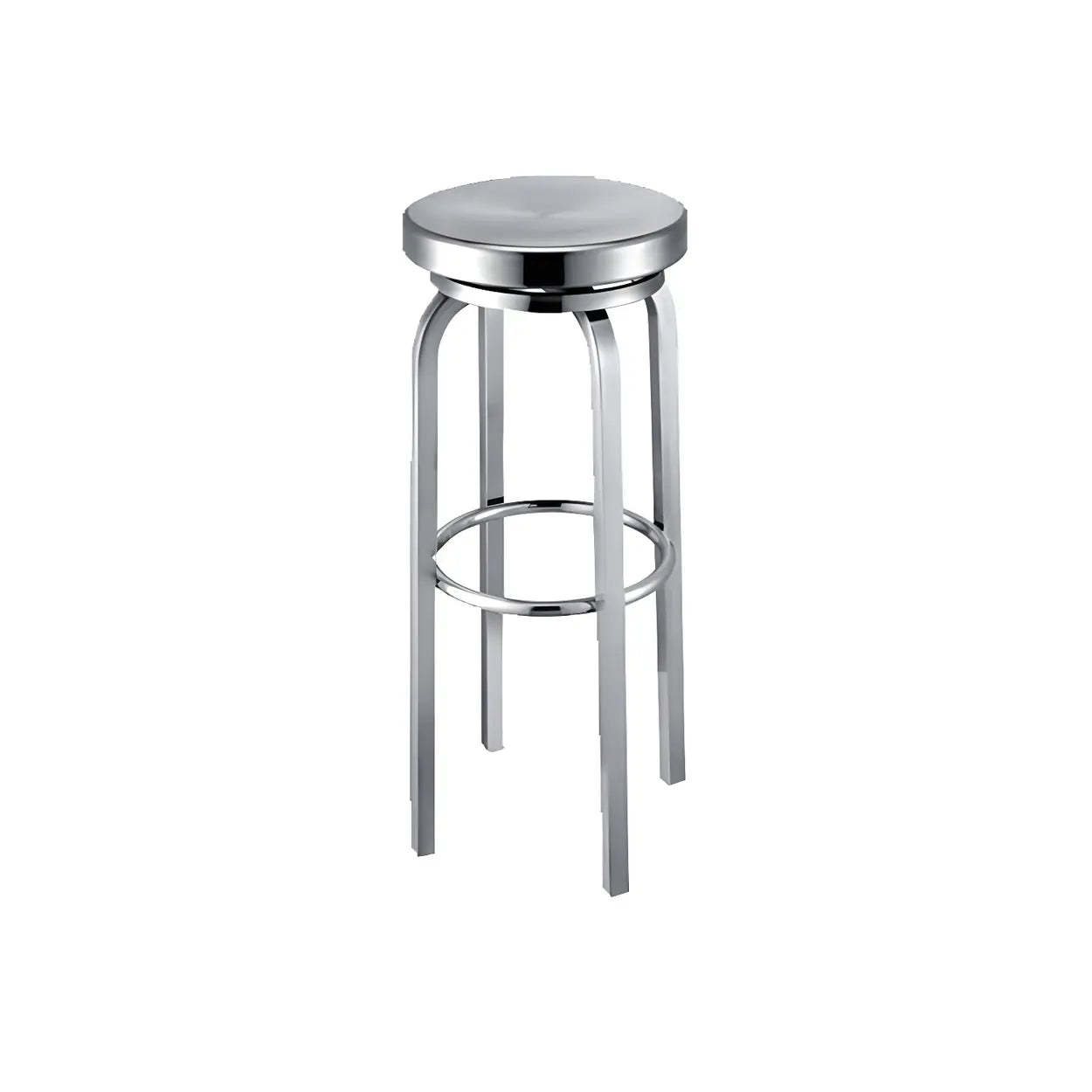 Silver Round Stainless Steel Backless Bar Stool