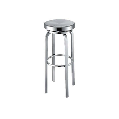Silver Round Stainless Steel Backless Bar Stool