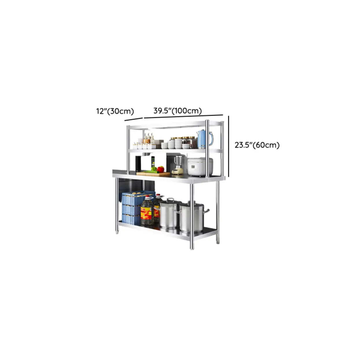 Silver Stainless Steel Baker's Rack with Microwave Shelf