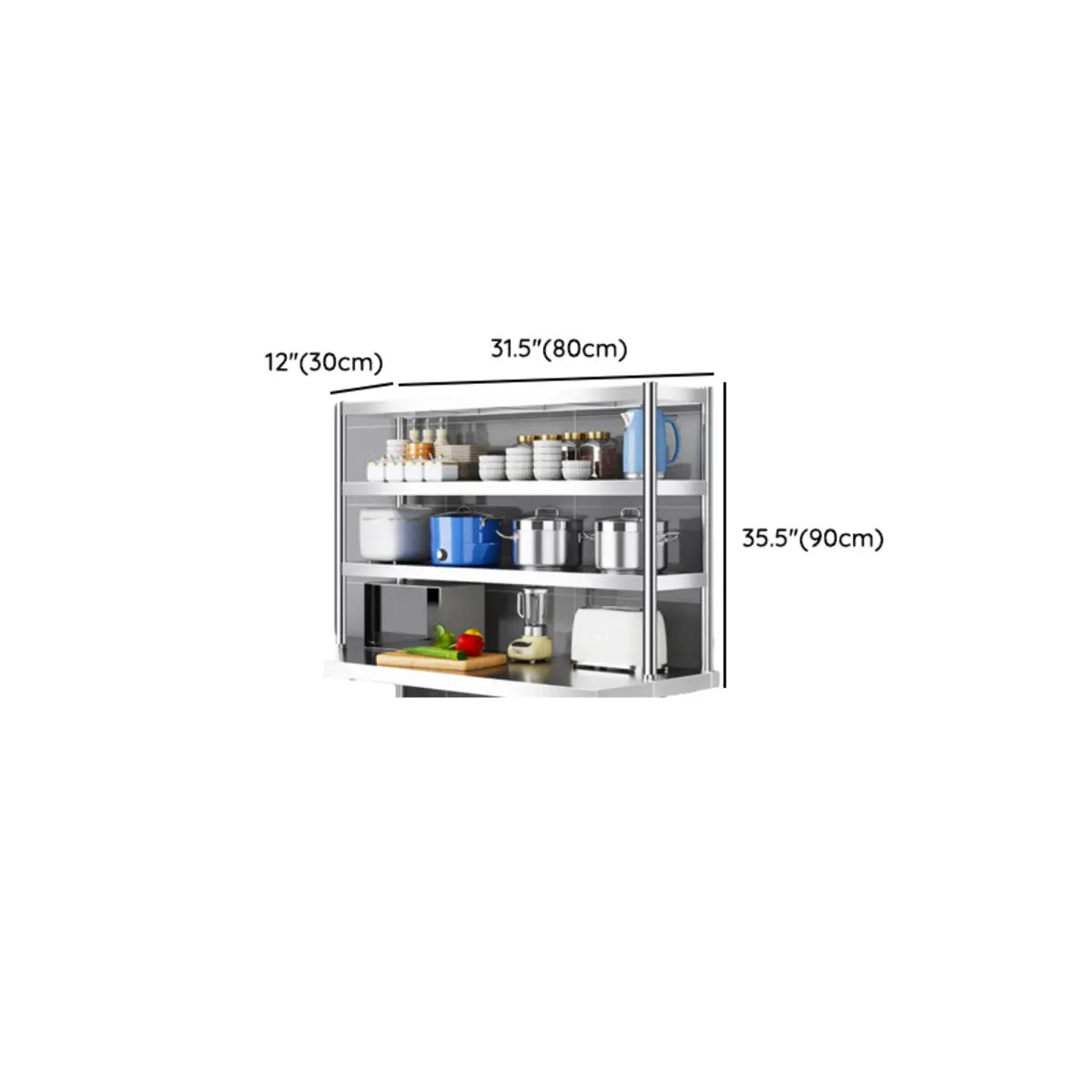 Silver Stainless Steel Baker's Rack with Microwave Shelf