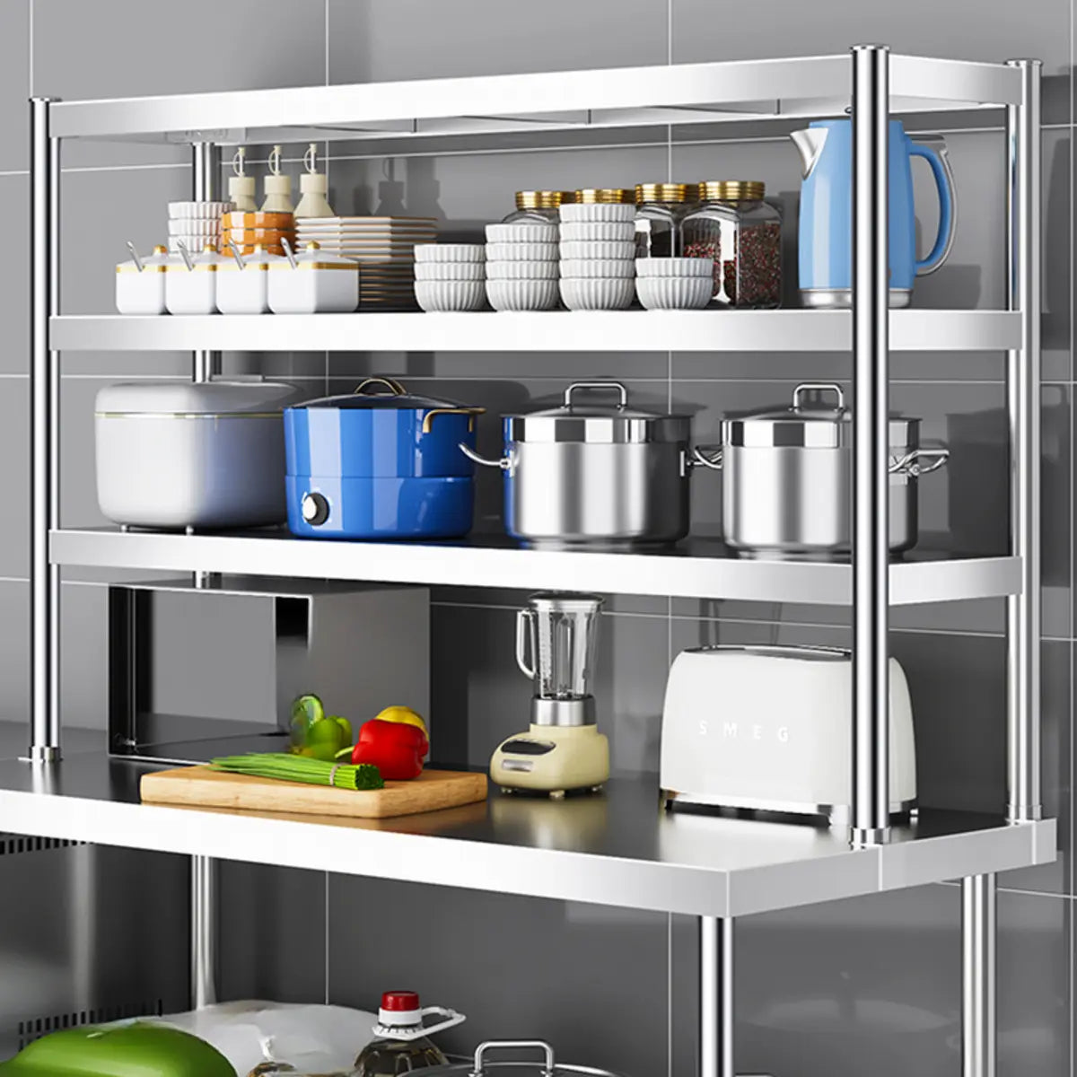 Silver steel home decor display cabinets - modern — 31.5" L x 14" W x 24" H