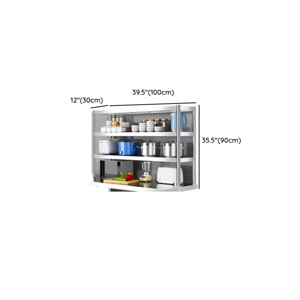 Silver Stainless Steel Baker's Rack with Microwave Shelf