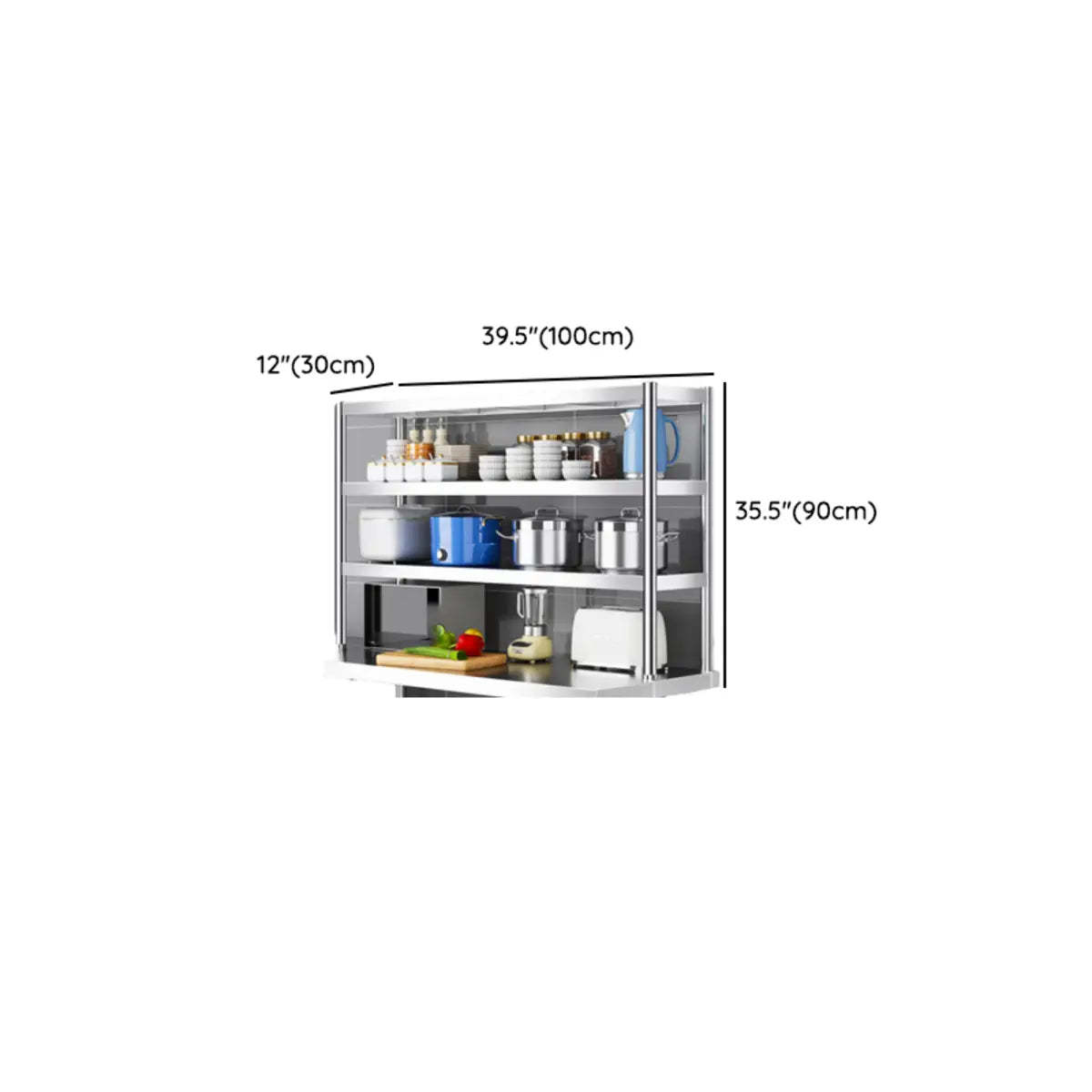 Silver Stainless Steel Baker's Rack with Microwave Shelf