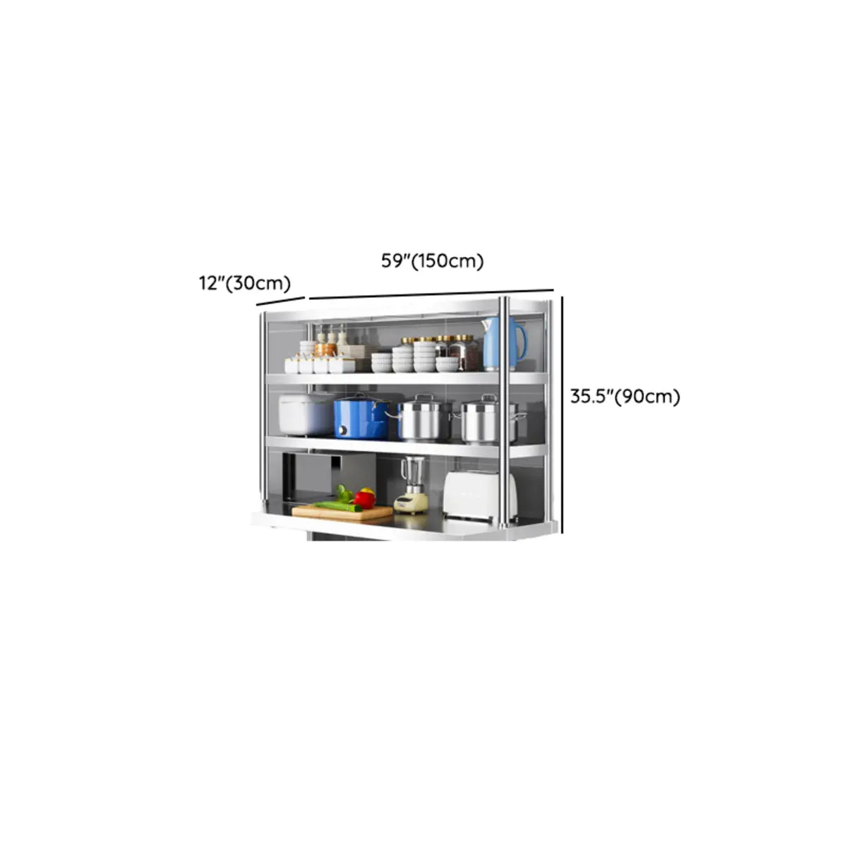 Silver Stainless Steel Baker's Rack with Microwave Shelf