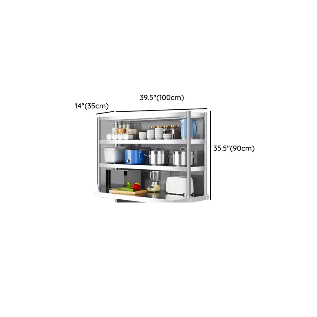 Silver Stainless Steel Baker's Rack with Microwave Shelf