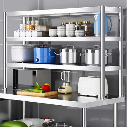 Silver Stainless Steel Baker's Rack with Microwave Shelf