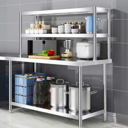 Silver Stainless Steel Baker's Rack with Microwave Shelf