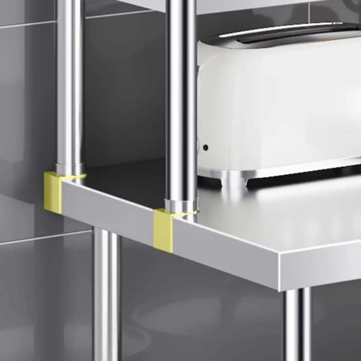 Silver Stainless Steel Baker's Rack with Microwave Shelf