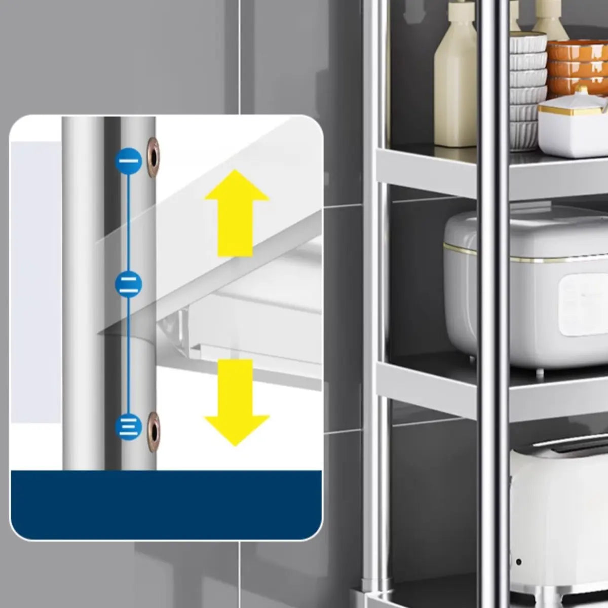 Silver Stainless Steel Baker's Rack with Microwave Shelf