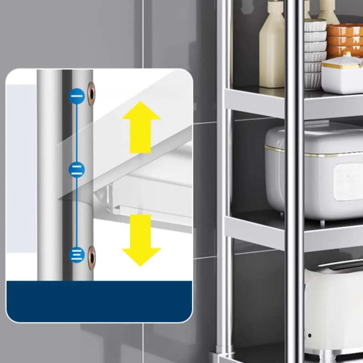 Silver Stainless Steel Baker's Rack with Microwave Shelf