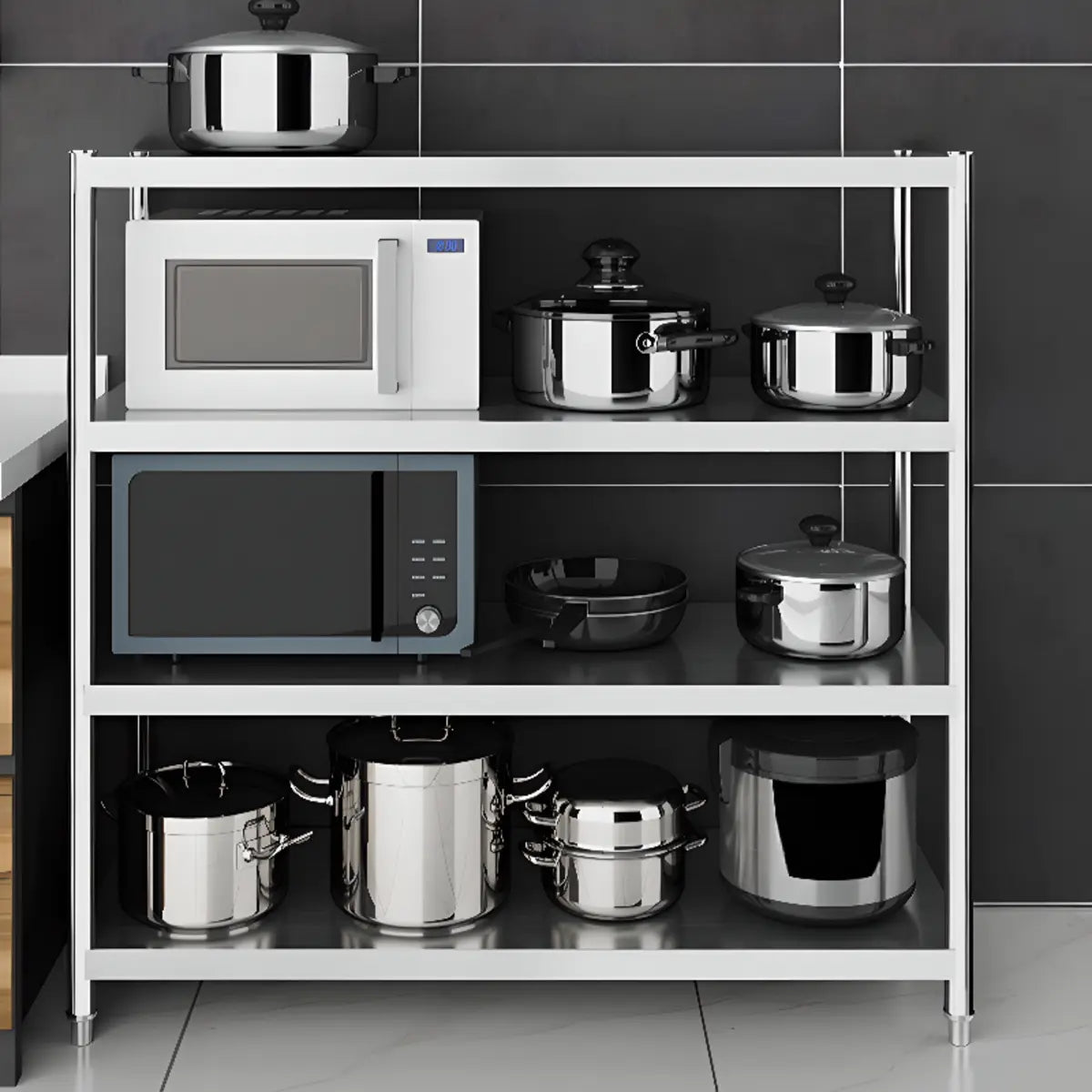 Silver Stainless Steel Countertop Baker's Rack with Shelves