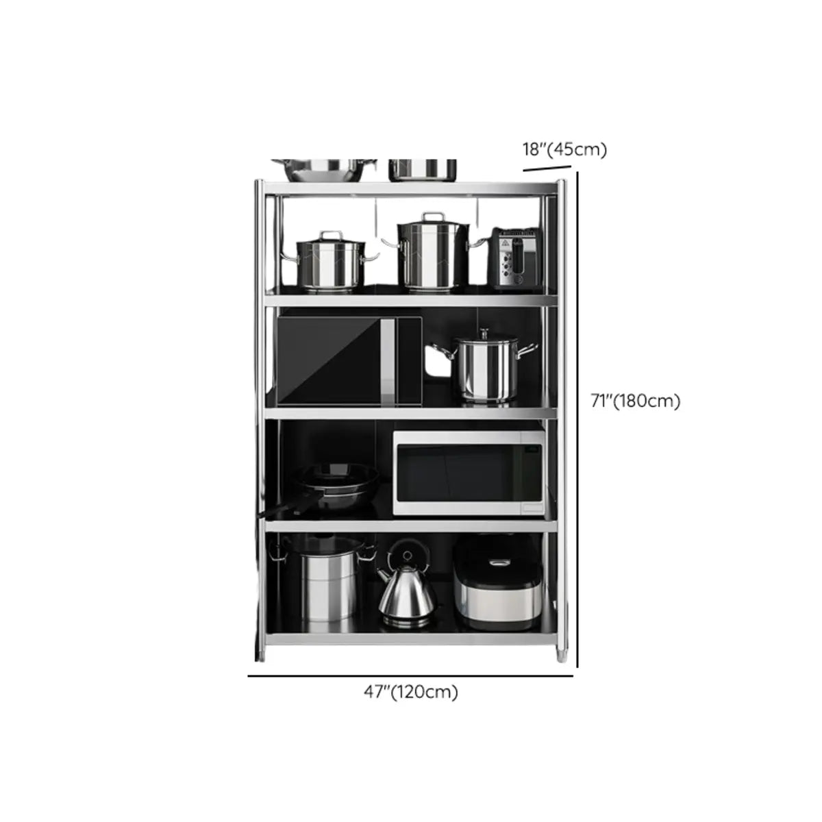 Silver Stainless Steel Countertop Baker's Rack with Shelves