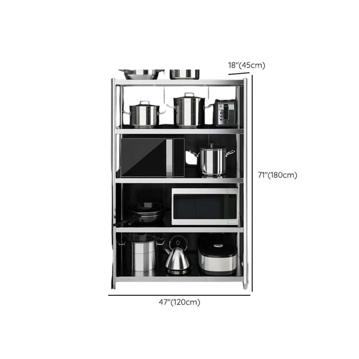 Silver Stainless Steel Countertop Baker's Rack with Shelves