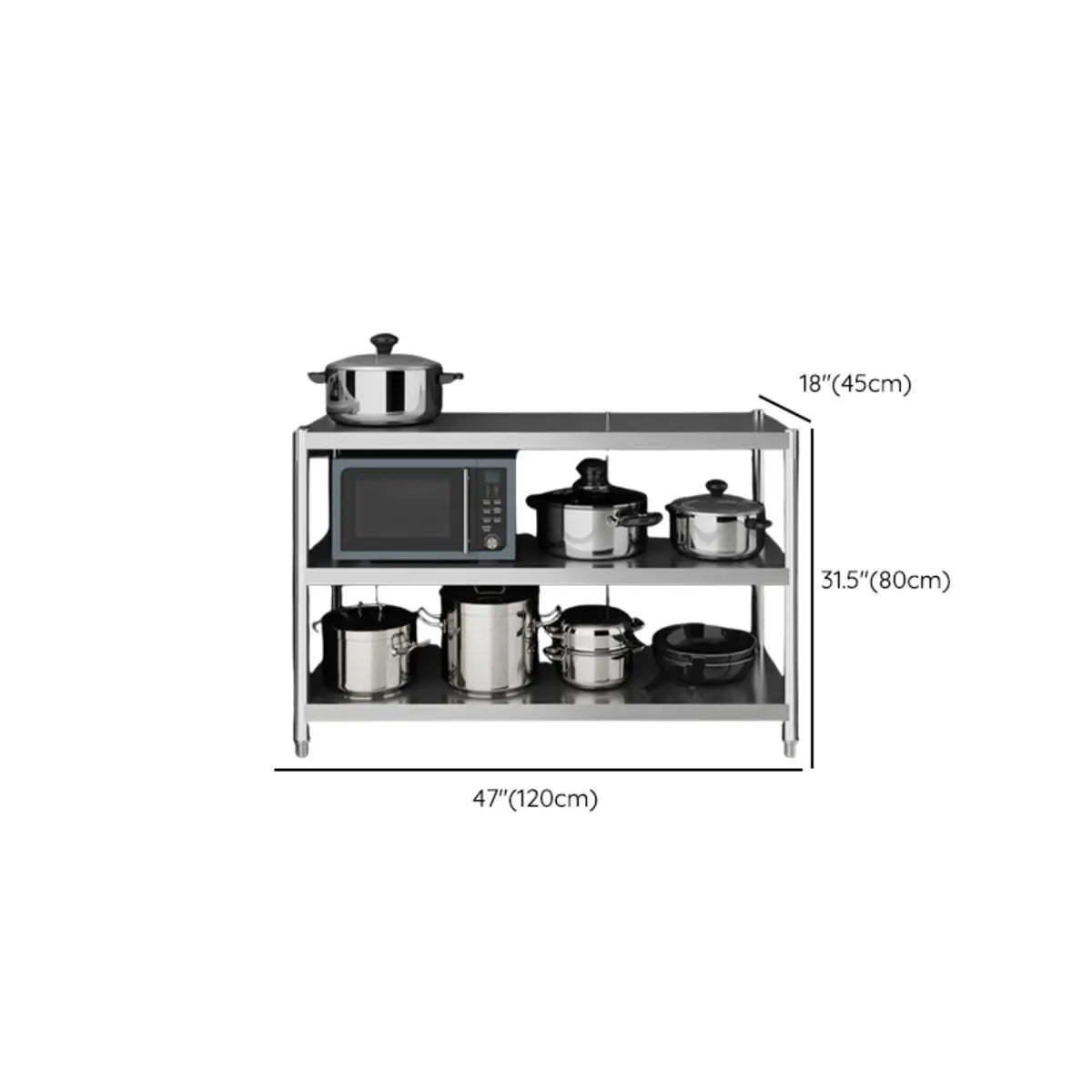 Silver Stainless Steel Countertop Baker's Rack with Shelves