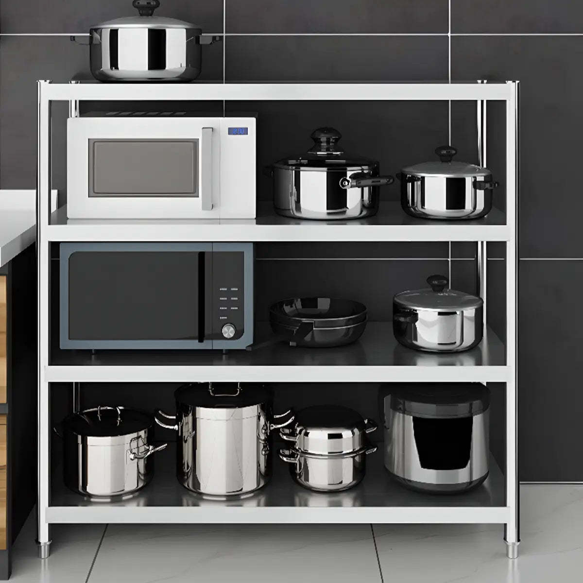 Silver Stainless Steel Countertop Baker's Rack with Shelves