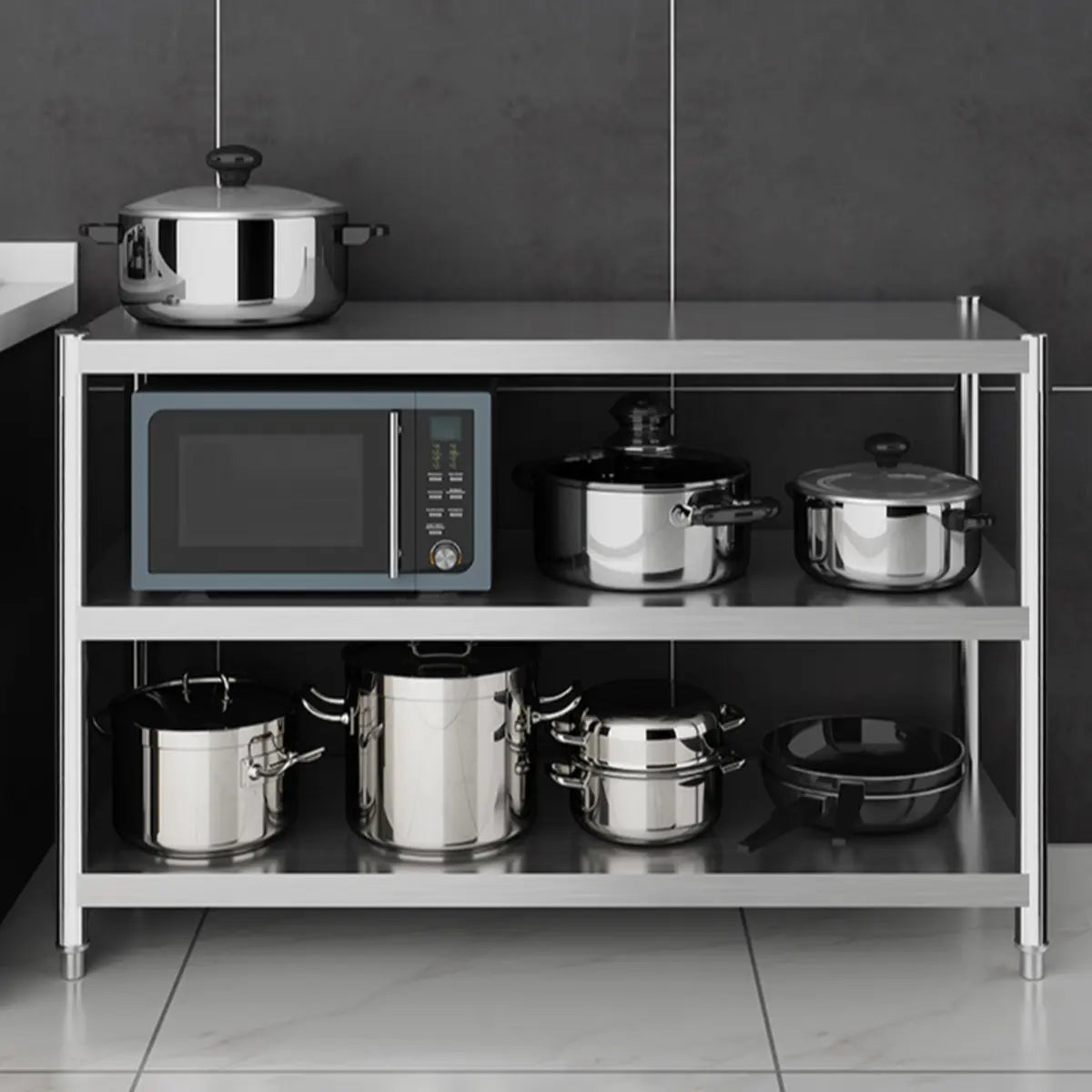 Silver Stainless Steel Countertop Baker's Rack with Shelves