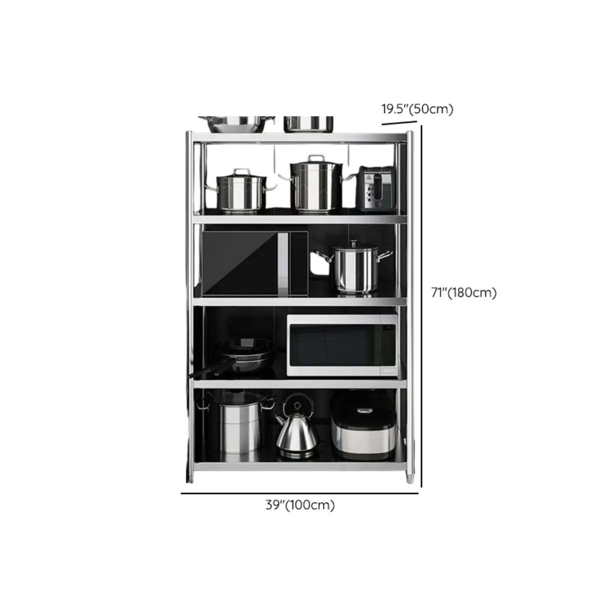 Silver Stainless Steel Countertop Baker's Rack with Shelves