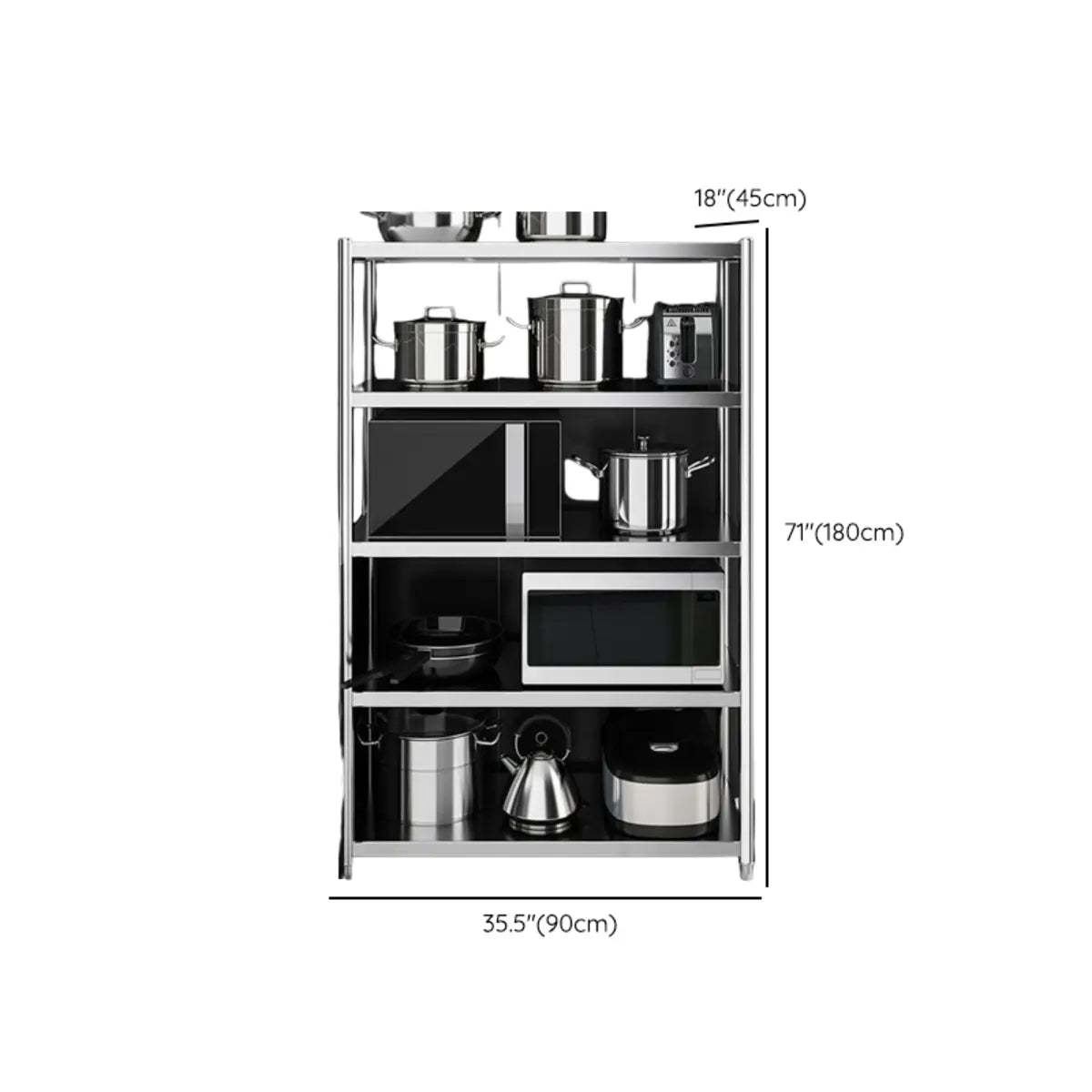 Silver Stainless Steel Countertop Baker's Rack with Shelves