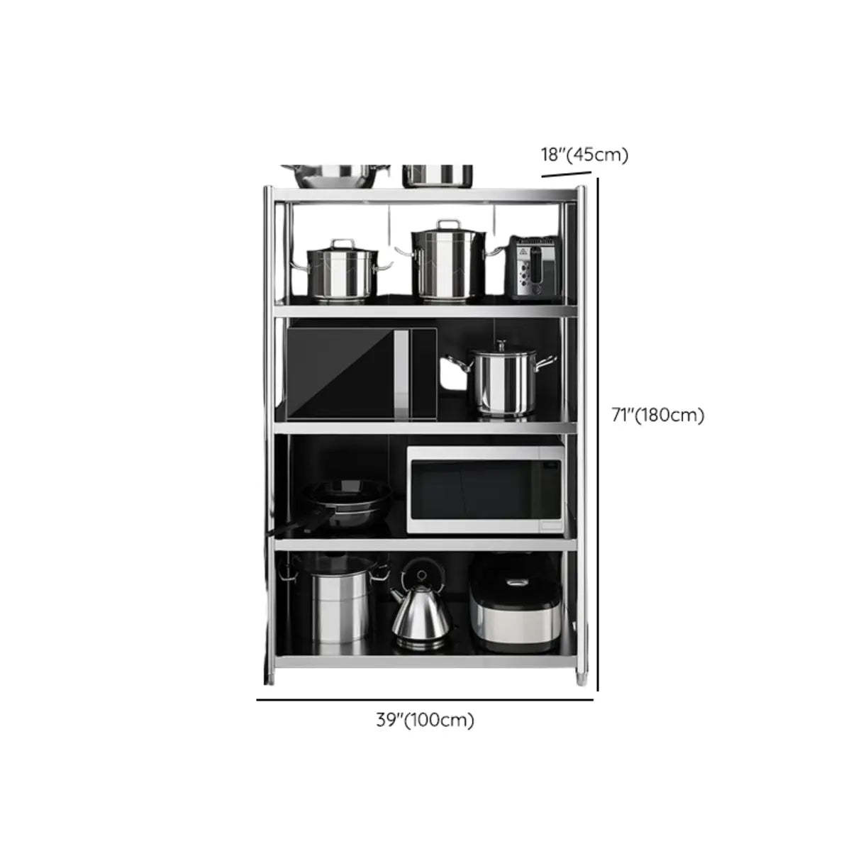 Silver Stainless Steel Countertop Baker's Rack with Shelves