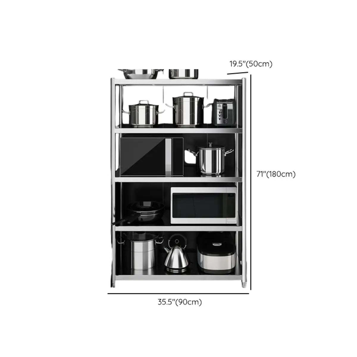 Silver Stainless Steel Countertop Baker's Rack with Shelves