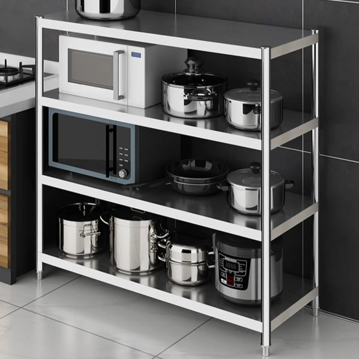 Silver Stainless Steel Countertop Baker's Rack with Shelves