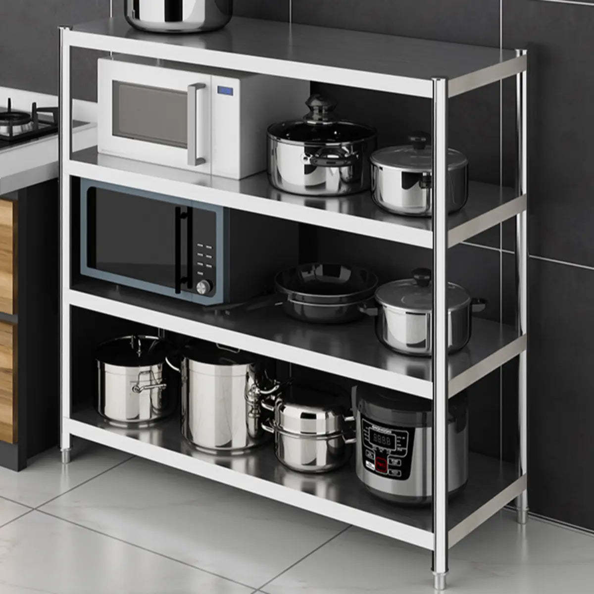 Silver Stainless Steel Countertop Baker's Rack with Shelves