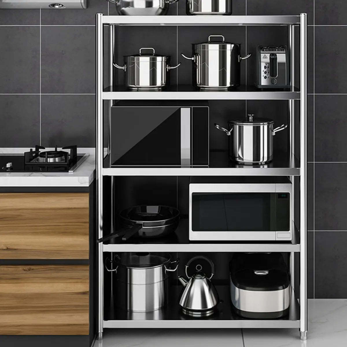 Silver Stainless Steel Countertop Baker's Rack with Shelves