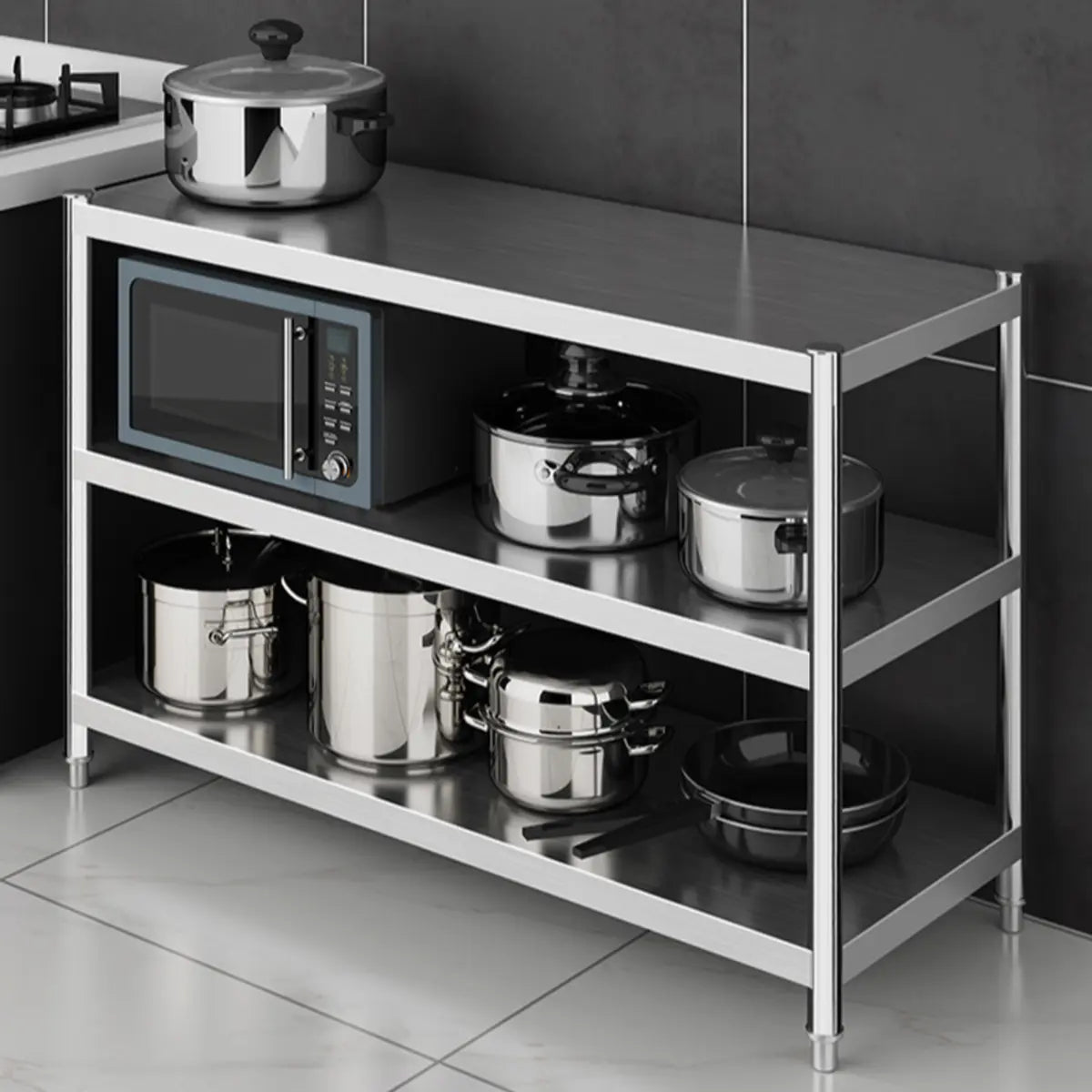 Silver Stainless Steel Countertop Baker's Rack with Shelves