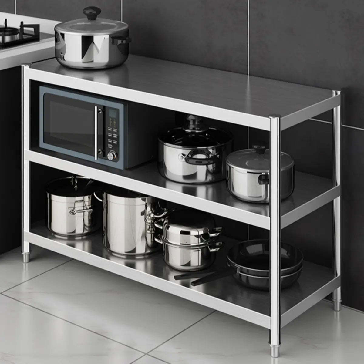 Silver Stainless Steel Countertop Baker's Rack with Shelves