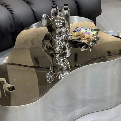 Silver Stainless Steel Free Form Coffee Table