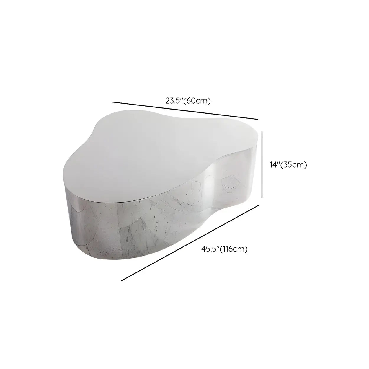Silver Stainless Steel Free Form Coffee Table