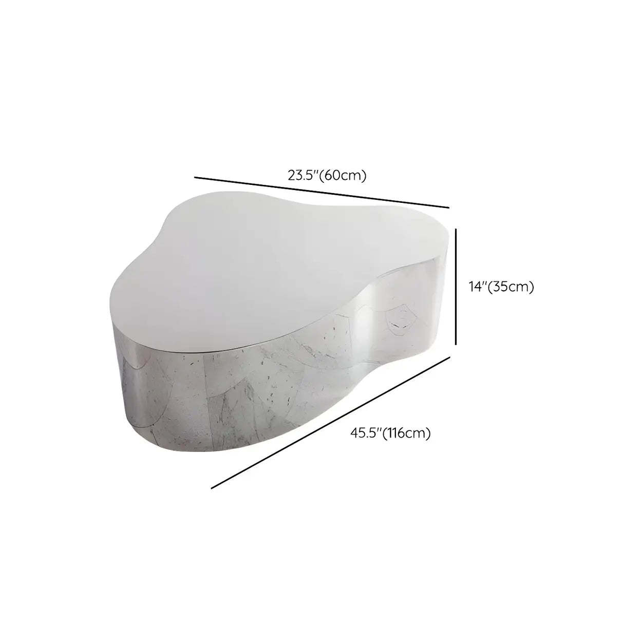 Silver Stainless Steel Free Form Coffee Table