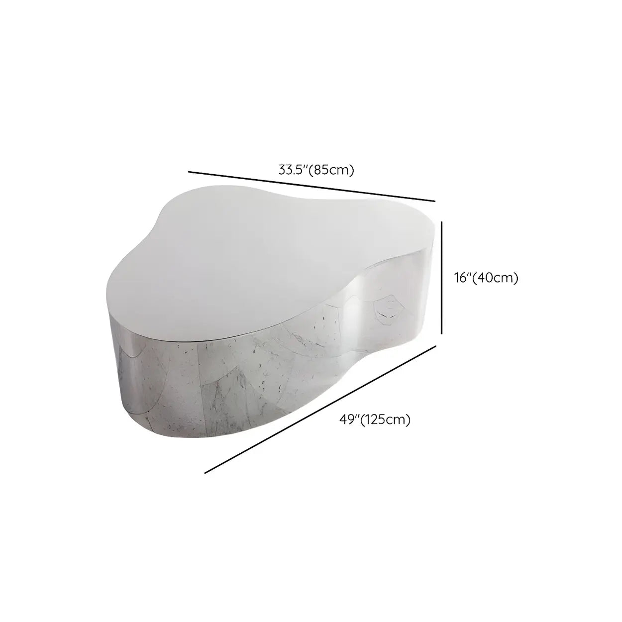 Silver Stainless Steel Free Form Coffee Table