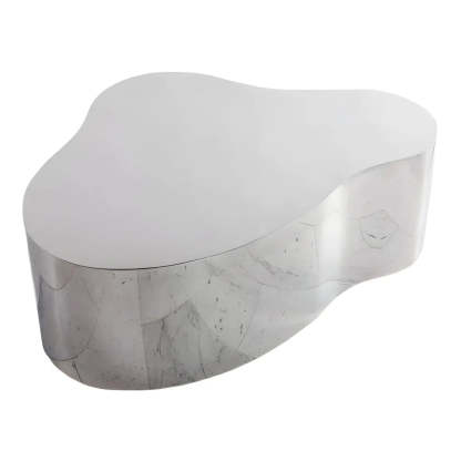 Silver Stainless Steel Free Form Coffee Table — Mirror