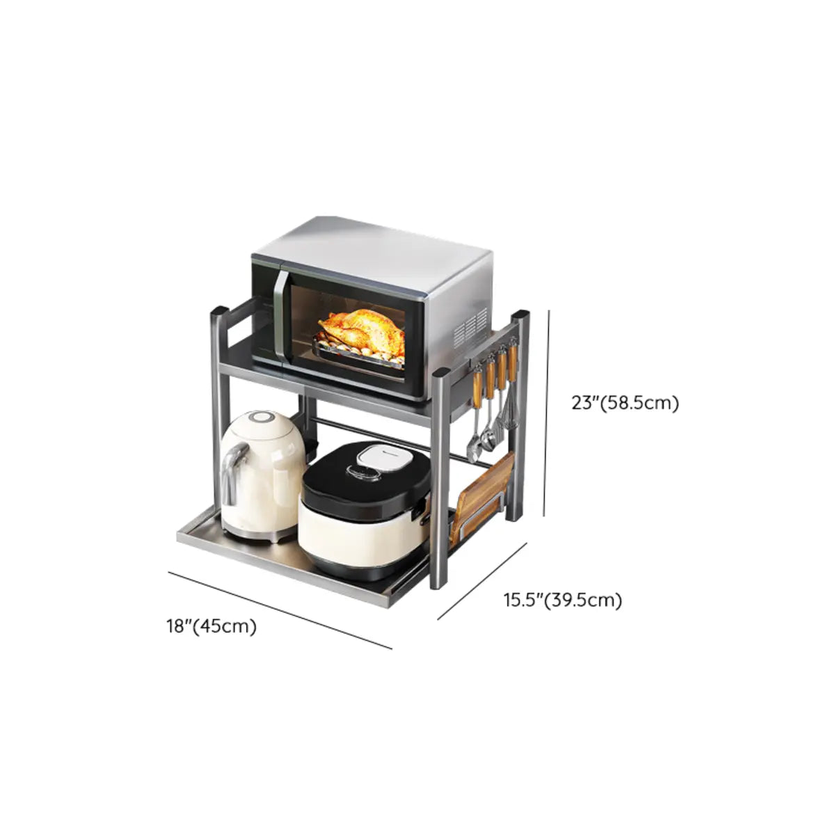 Silver Stainless Steel Baker's Rack with Microwave Shelf