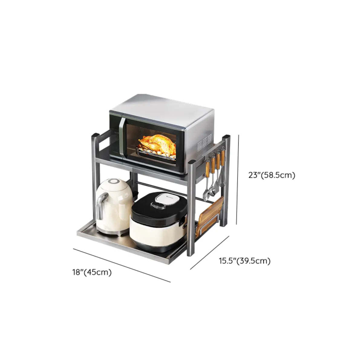 Silver Stainless Steel Baker's Rack with Microwave Shelf