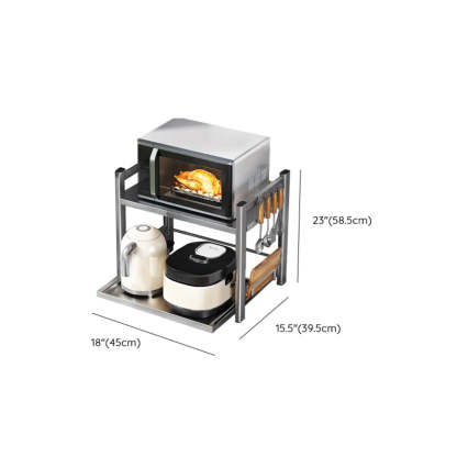 Silver Stainless Steel Baker's Rack with Microwave Shelf